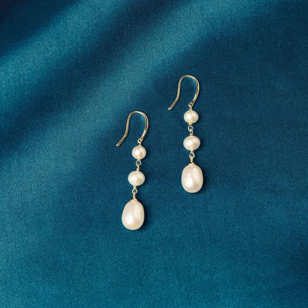 9ct Yellow Gold Freshwater Pearl Rosalind Earrings