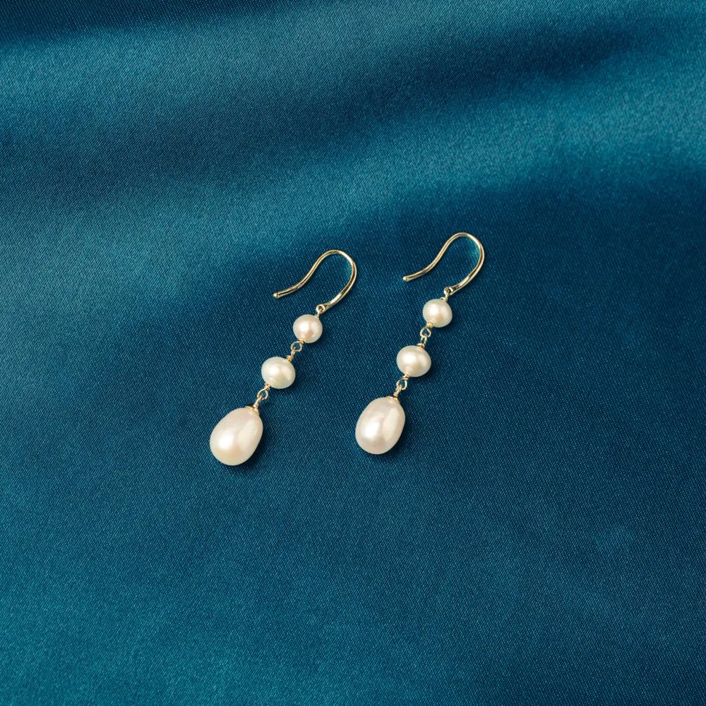 9ct Yellow Gold Freshwater Pearl Rosalind Earrings