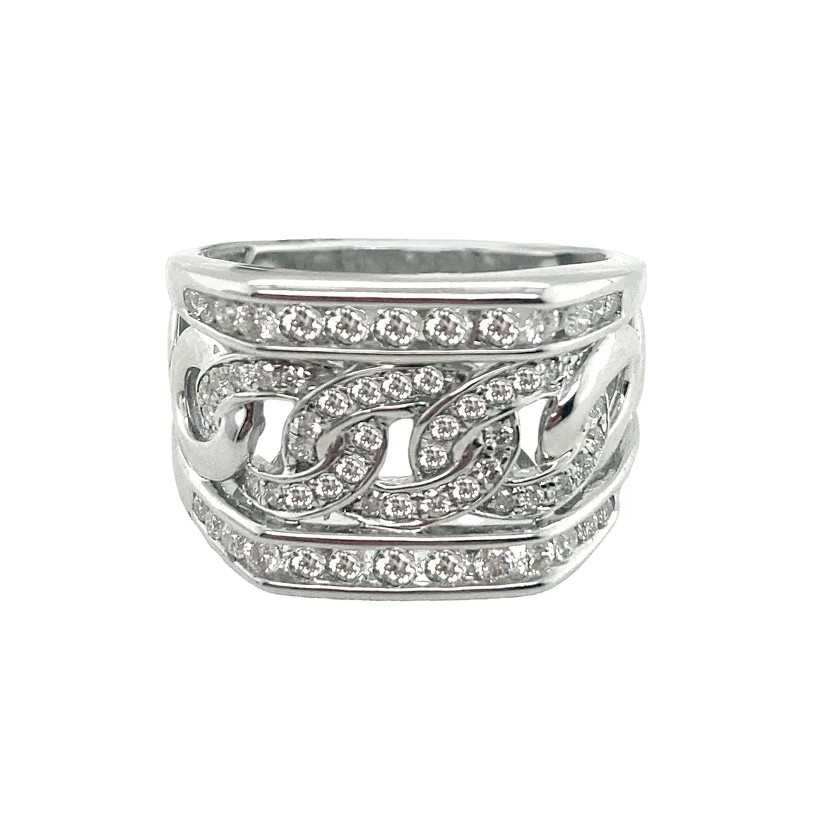 9K White Gold Mens Diamond Ring