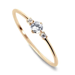 9k Yellow Gold Ring Set with HSI Diamond and White Topaz