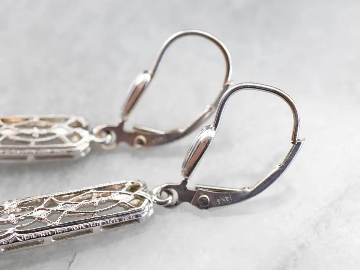 Amethyst Filigree Drop Earrings in White Gold