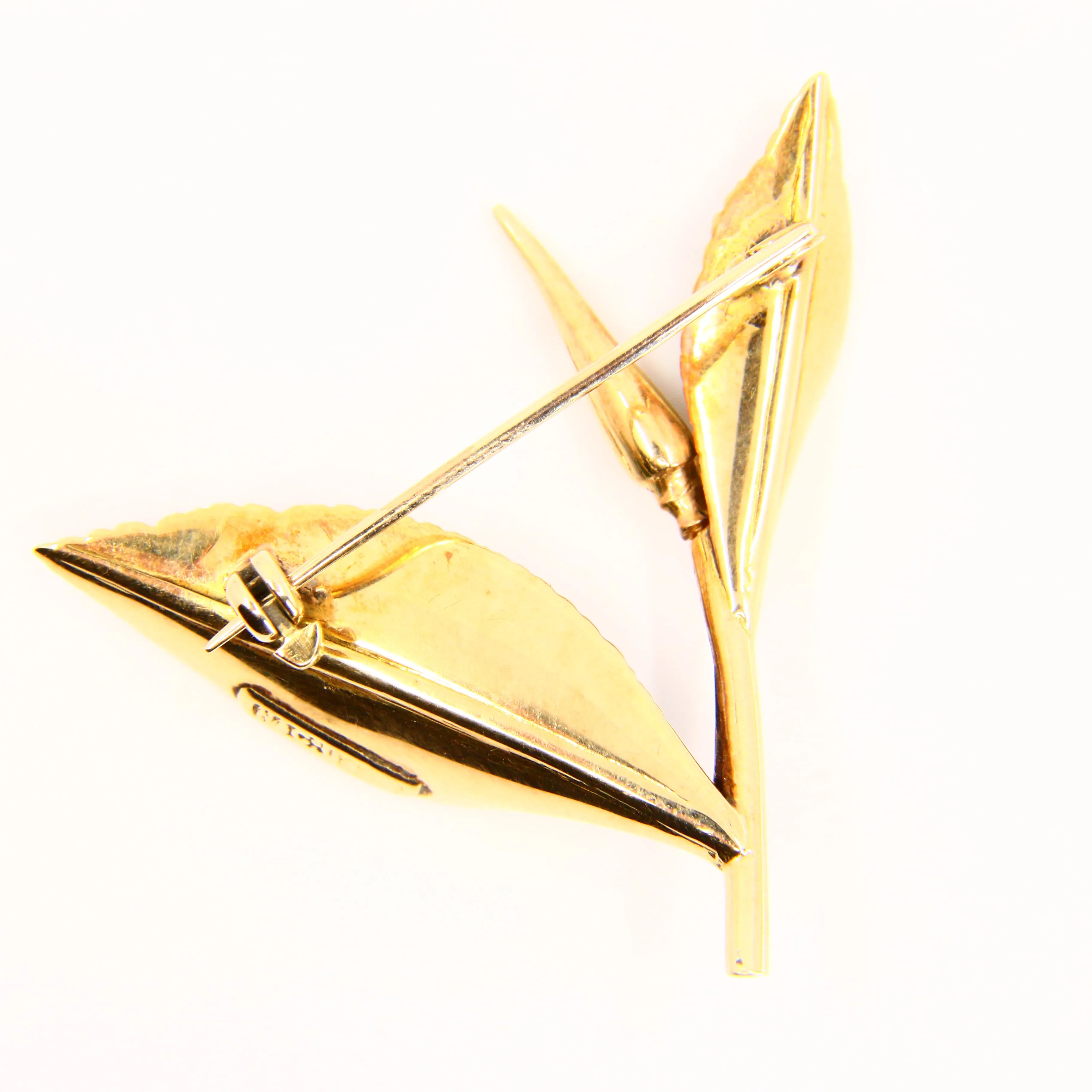 Antique 15ct Gold Enamelled Leaf Brooch Hallmarked Tree Branch Yellow Gold Boxed