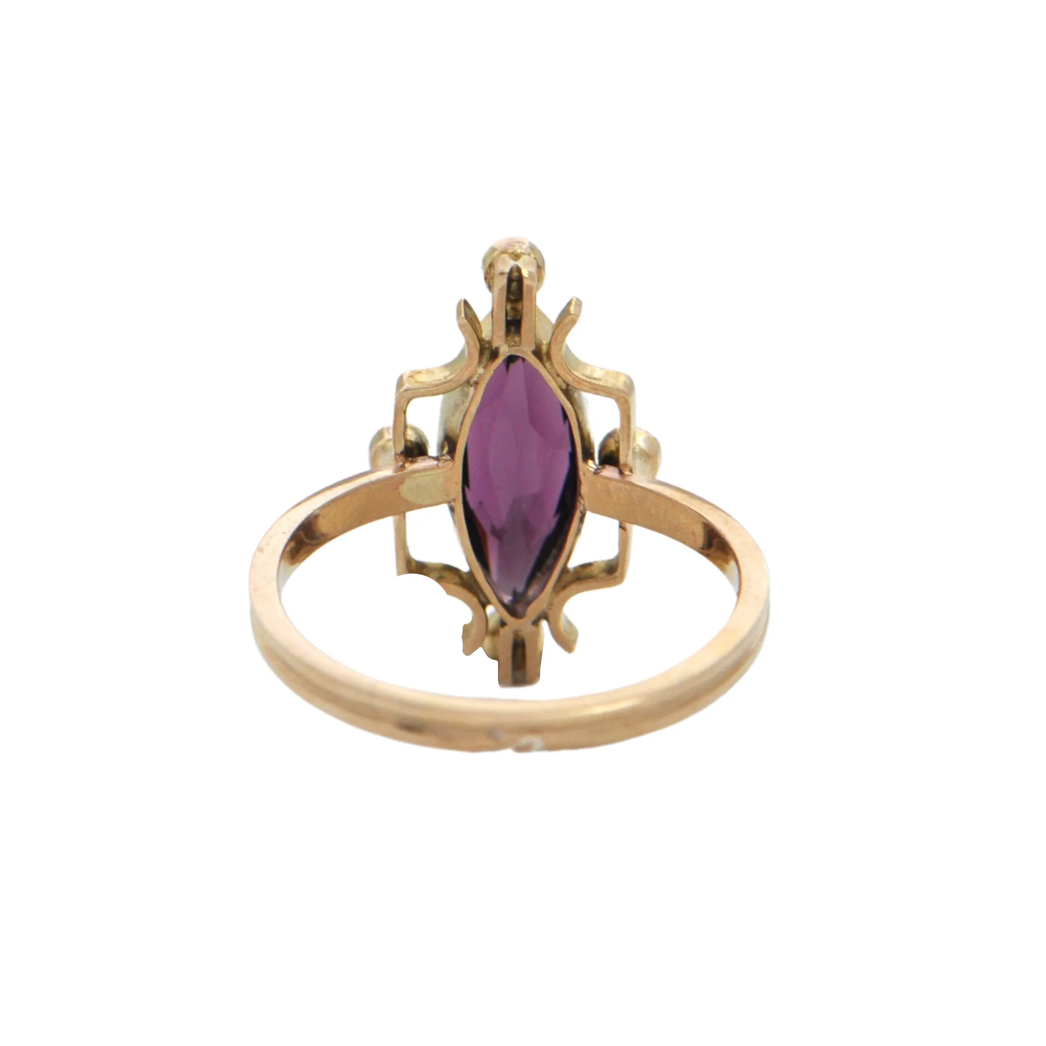 Antique Art Deco 9k Amethyst and Seed Pearl Stickpin Ring Circa 1920-30