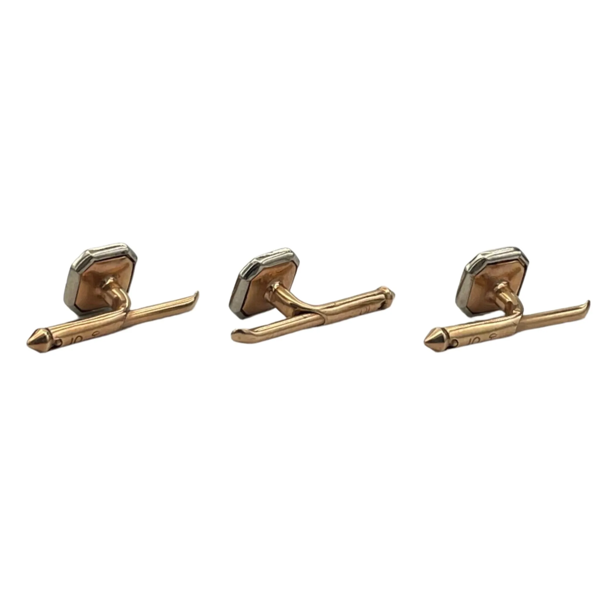 Antique Art Deco Onyx and Pearl 10k Gold Men's Shirt Button and Cufflink Set
