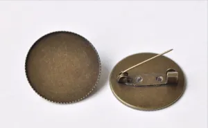 Antique Bronze Brooch Back Base Bezel Setting Set of 10