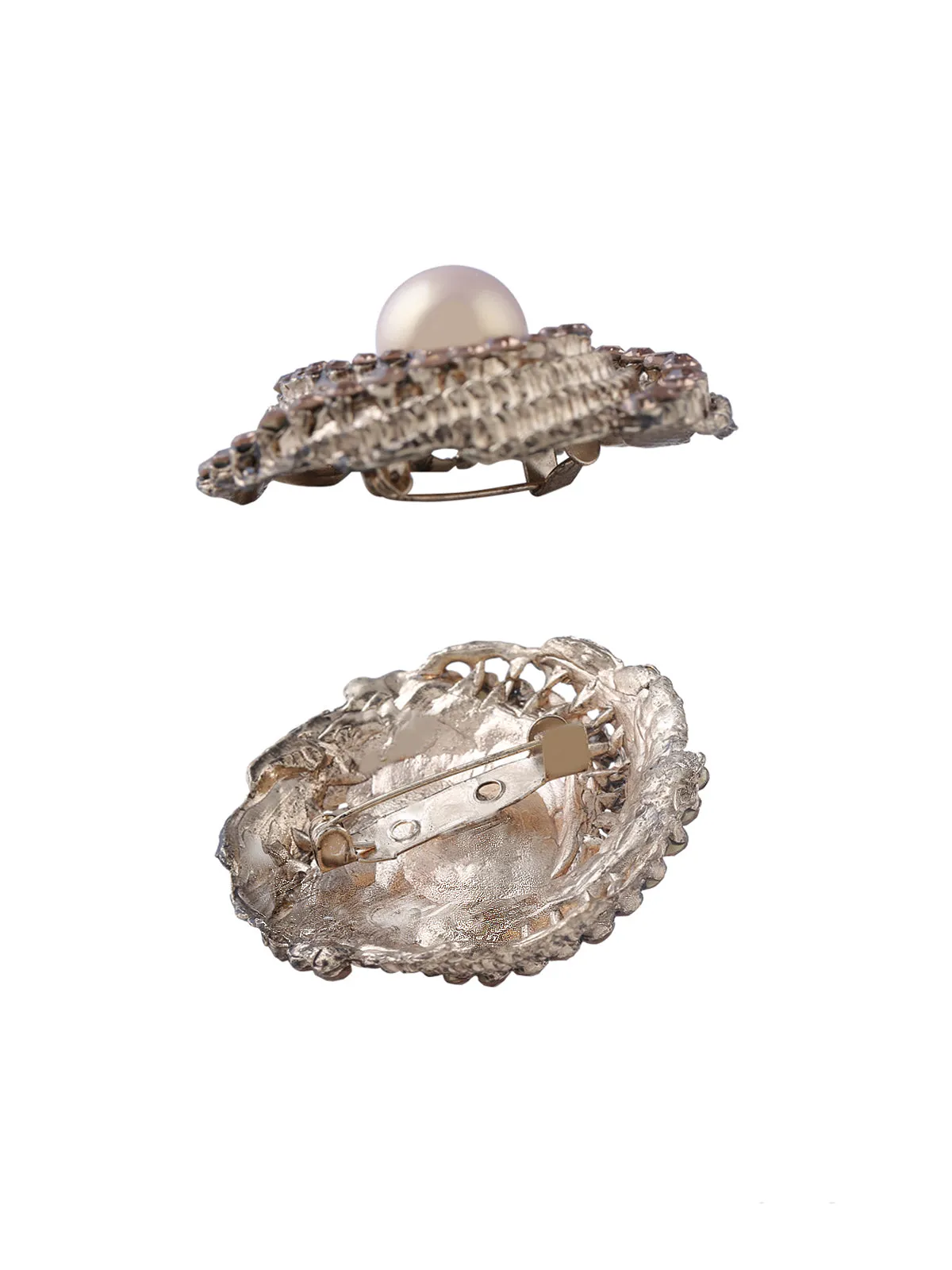 Antique Colour Vintage Design Diamond & Pearl Brooch
