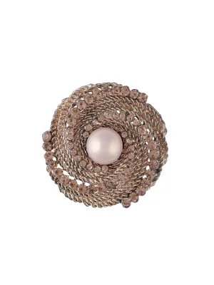 Antique Colour Vintage Design Diamond & Pearl Brooch