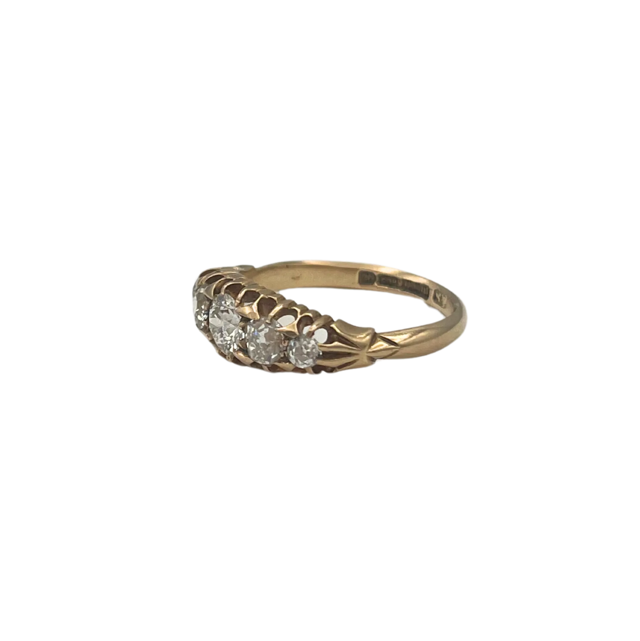 Antique English (Birmingham) 0.86ct Old European cut 5 stone ring Circa 1898