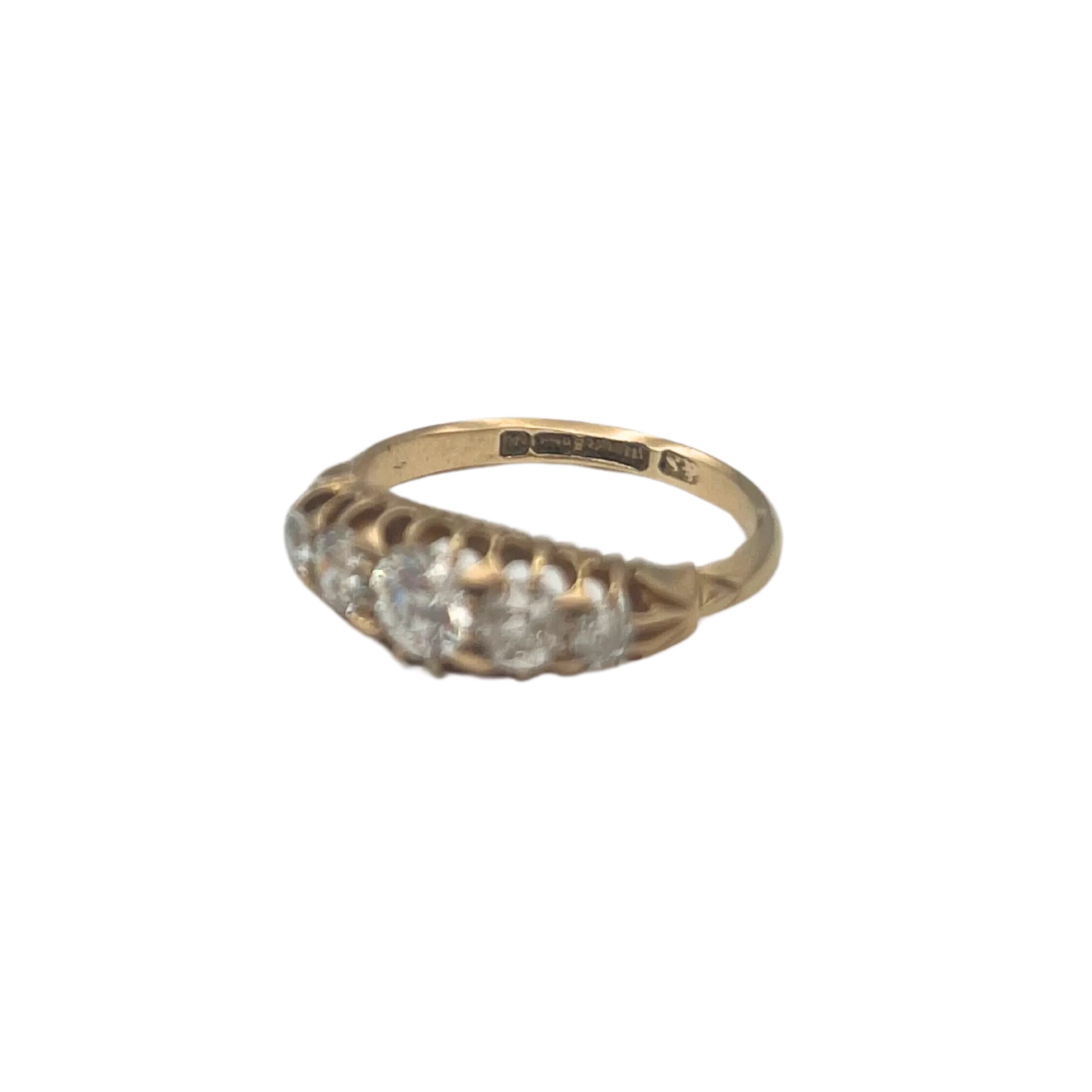 Antique English (Birmingham) 0.86ct Old European cut 5 stone ring Circa 1898