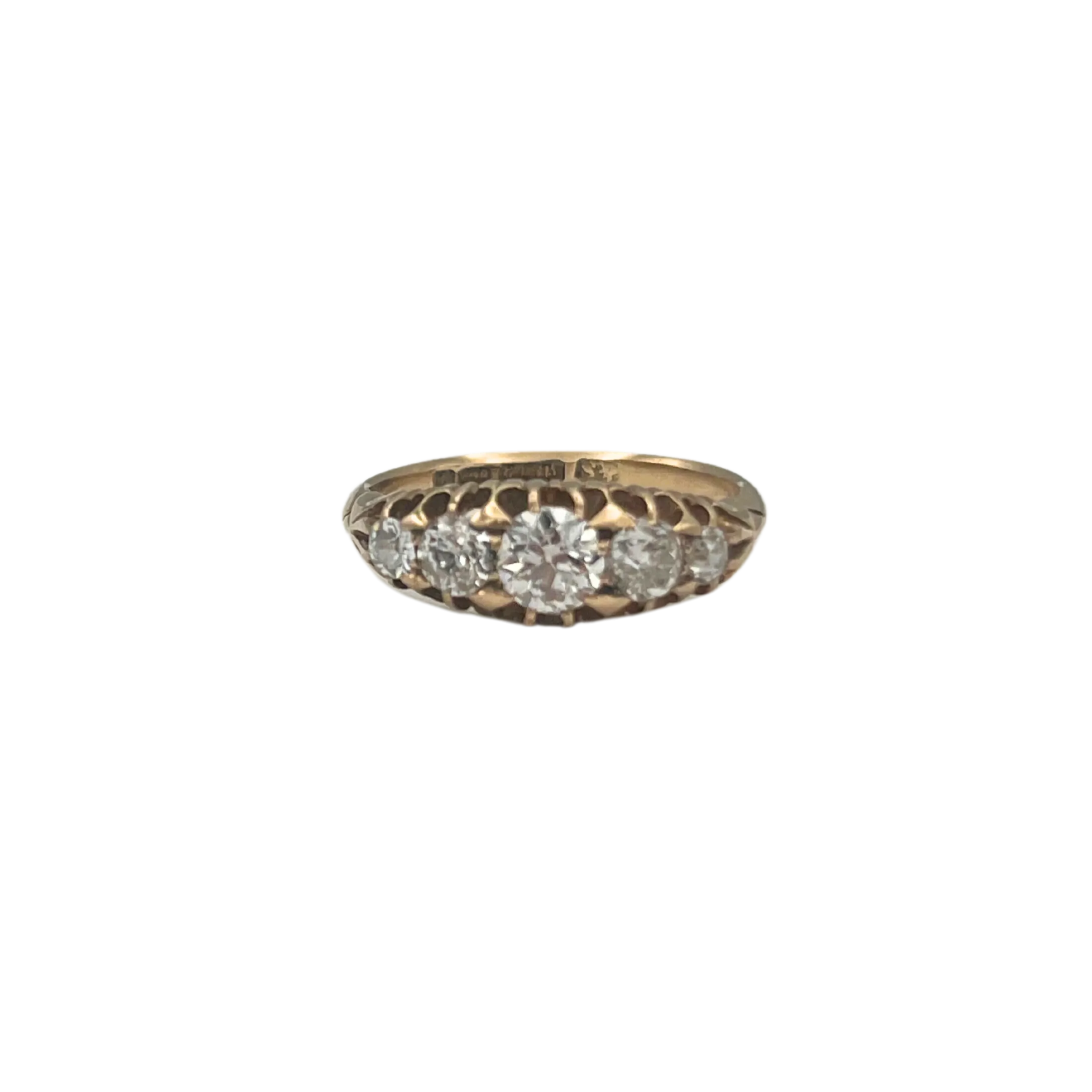 Antique English (Birmingham) 0.86ct Old European cut 5 stone ring Circa 1898
