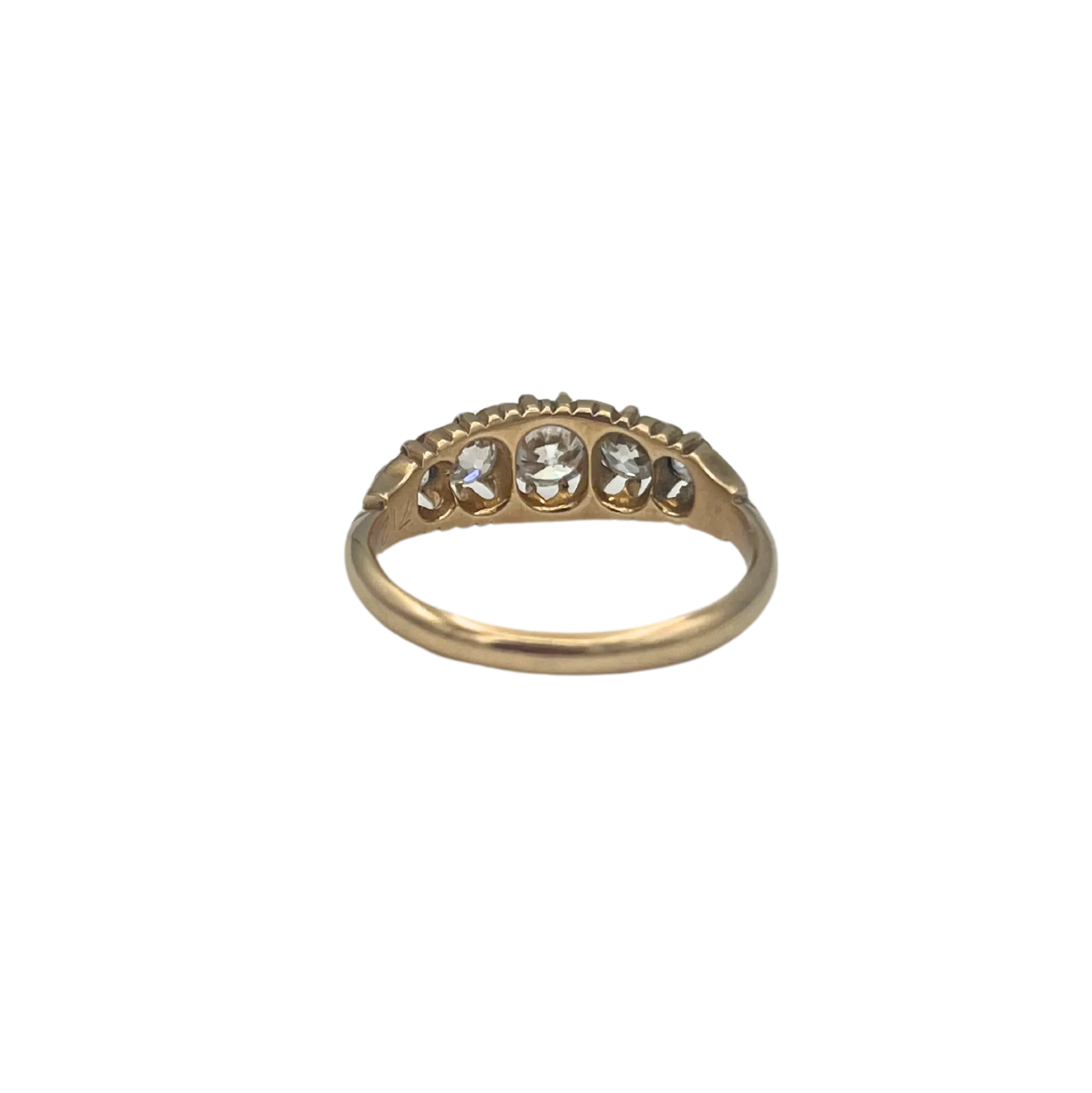 Antique English (Birmingham) 0.86ct Old European cut 5 stone ring Circa 1898