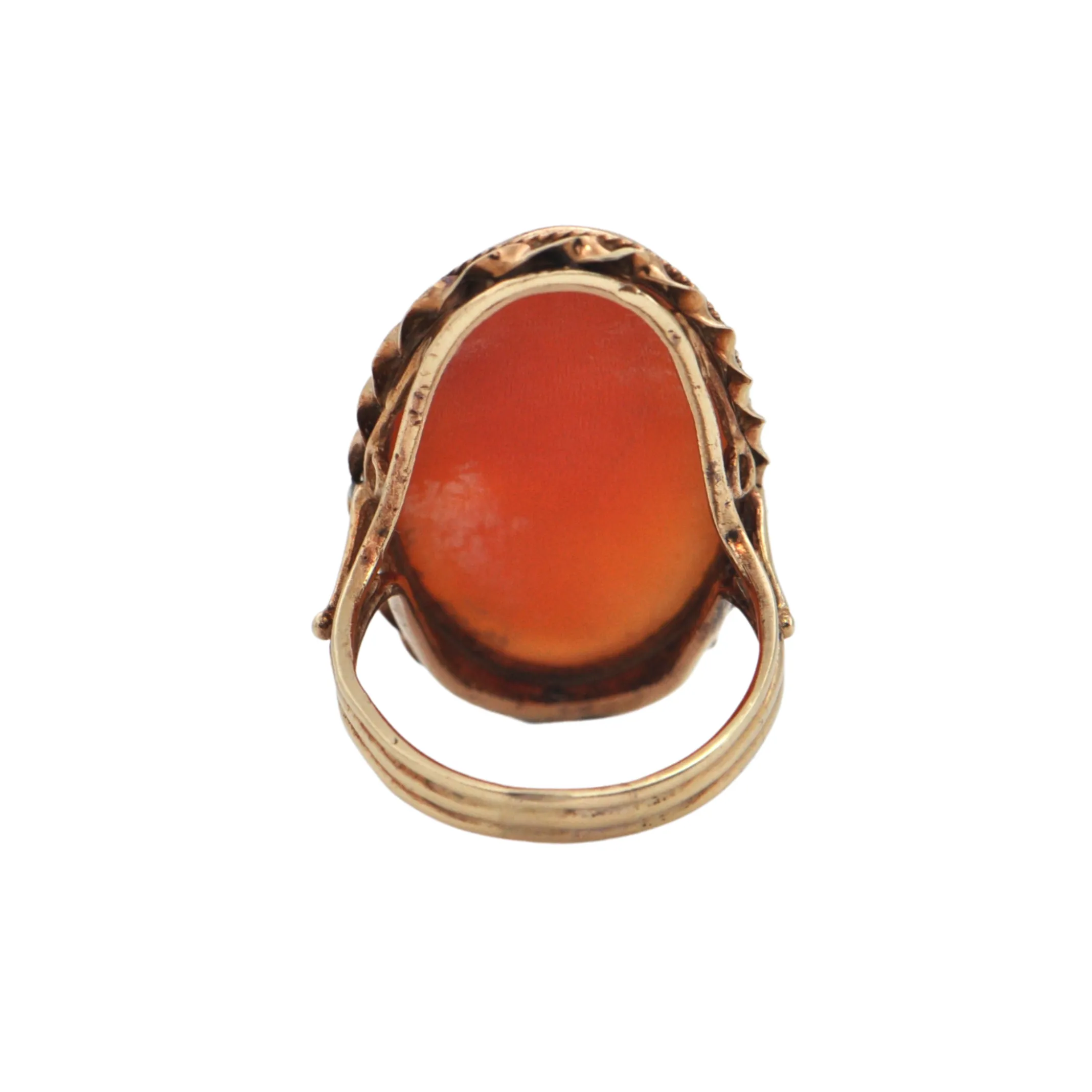 Antique Shell Cameo Elongated 14K Gold Ring