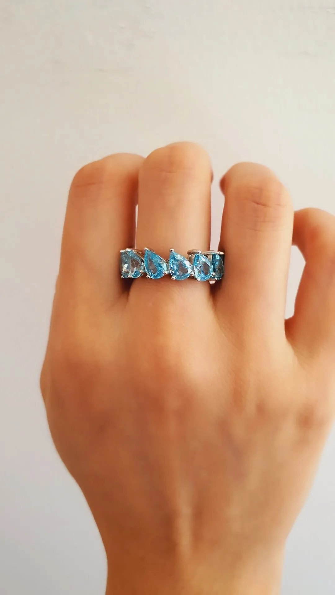 Aqua Leaf 925 Sterling Silver Ring