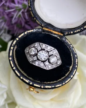 Art Deco Diamond Cluster Ring 0.75ct Platinum
