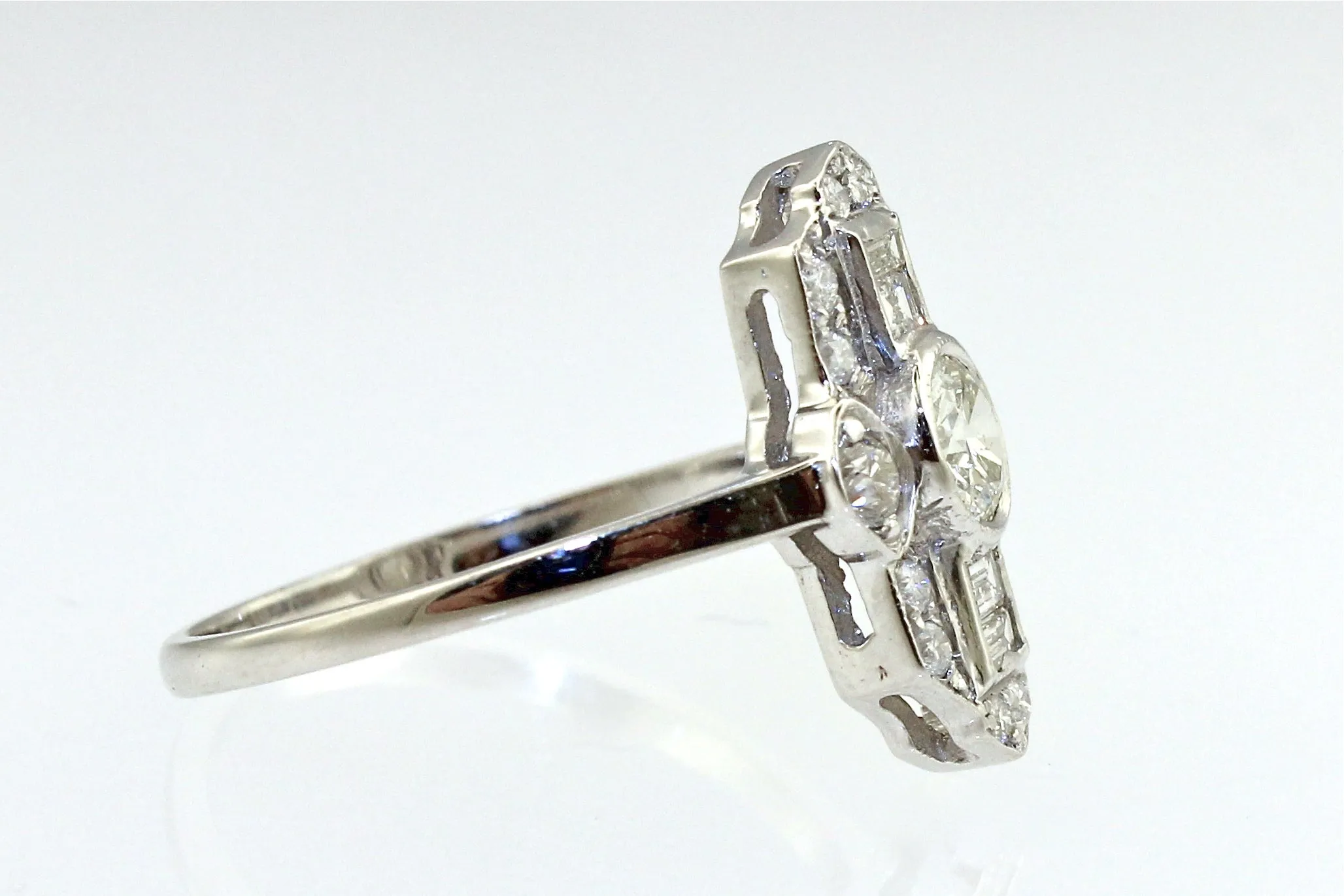 Art Deco Diamond Cluster Ring 0.80ct Platinum