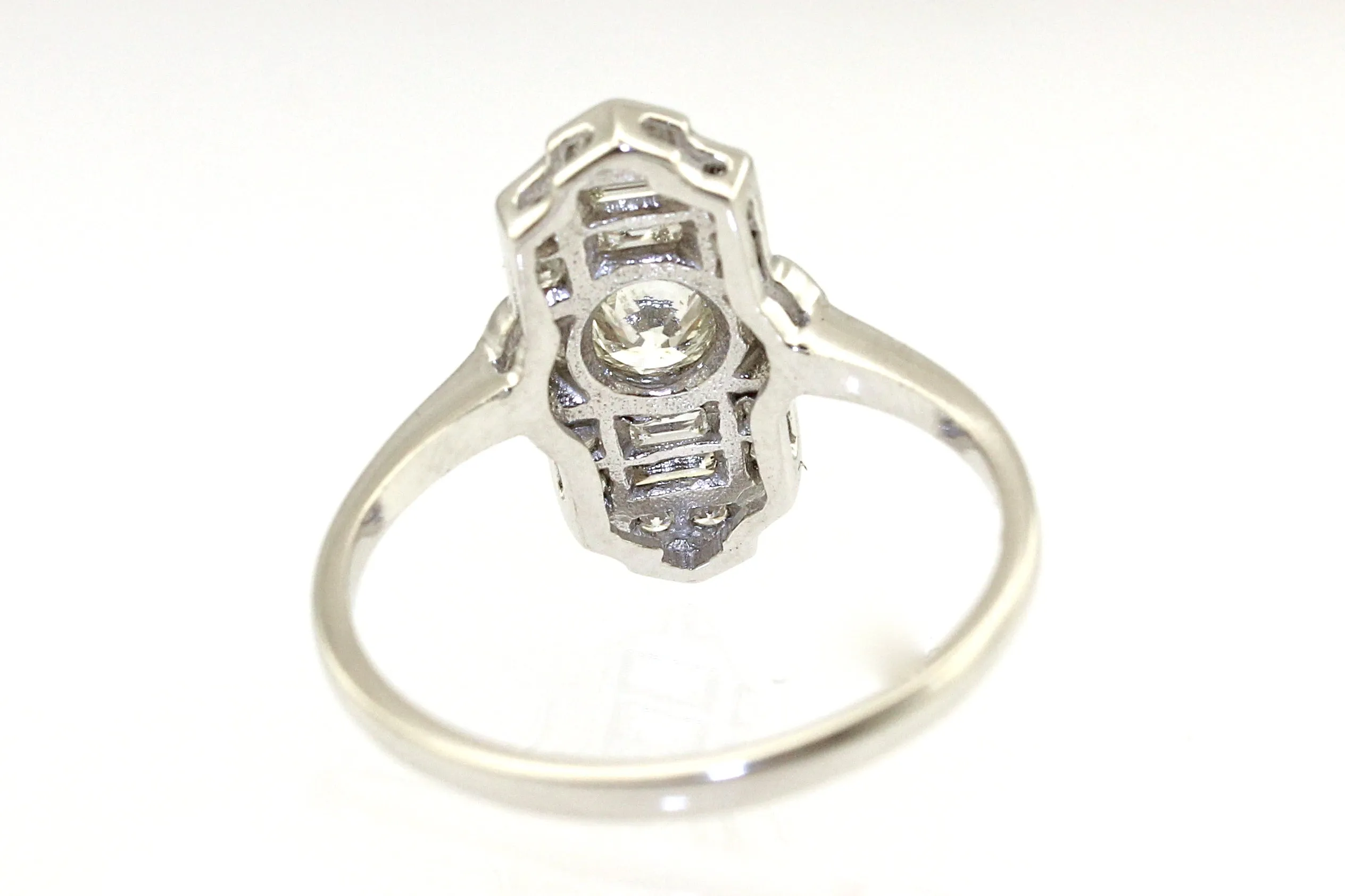 Art Deco Diamond Cluster Ring 0.80ct Platinum
