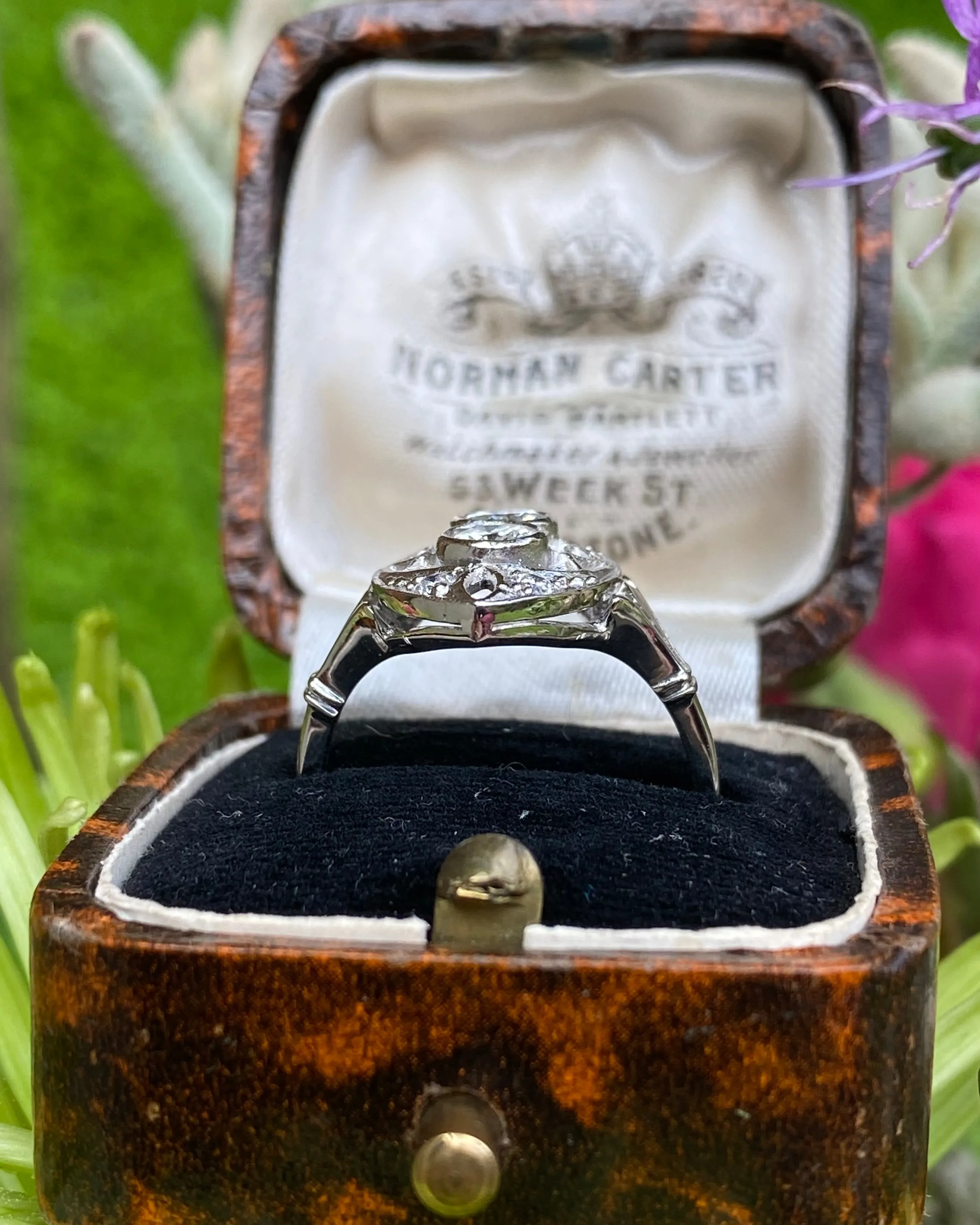 Art Deco Diamond Marquise Cluster Ring 0.90ct Platinum