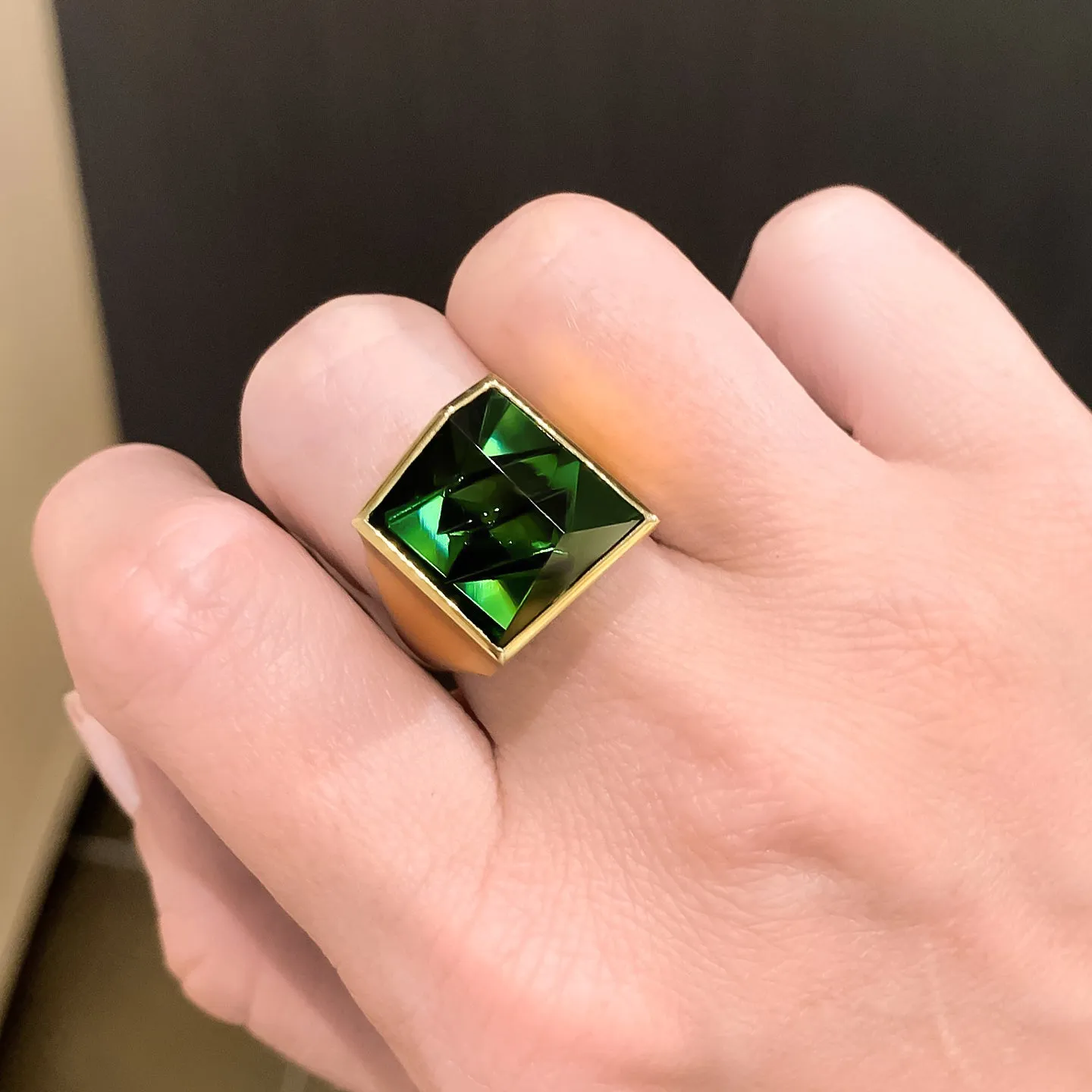 Atelier Munsteiner Finest 10.87 Carat Deep Green Tourmaline Ring