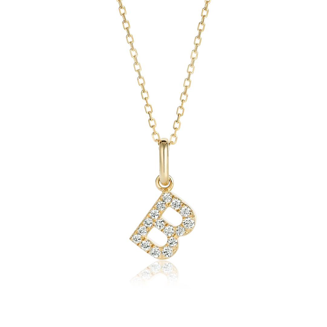B Letter Pendant Yellow Gold