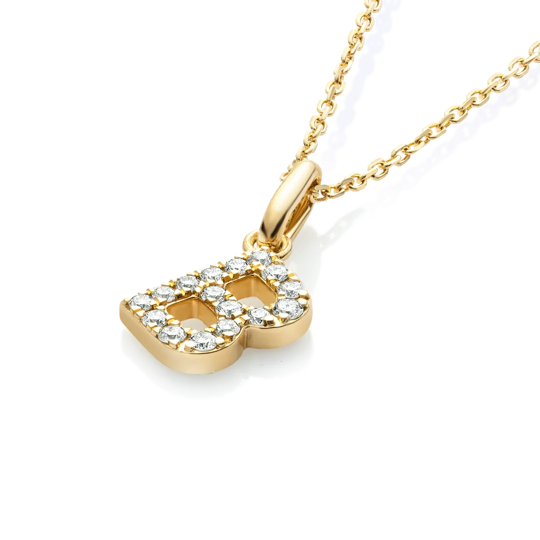 B Letter Pendant Yellow Gold