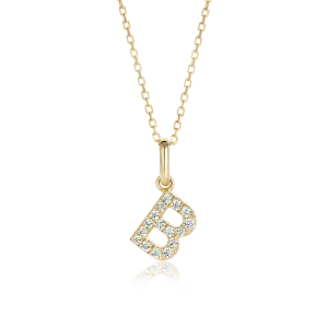 B Letter Pendant Yellow Gold