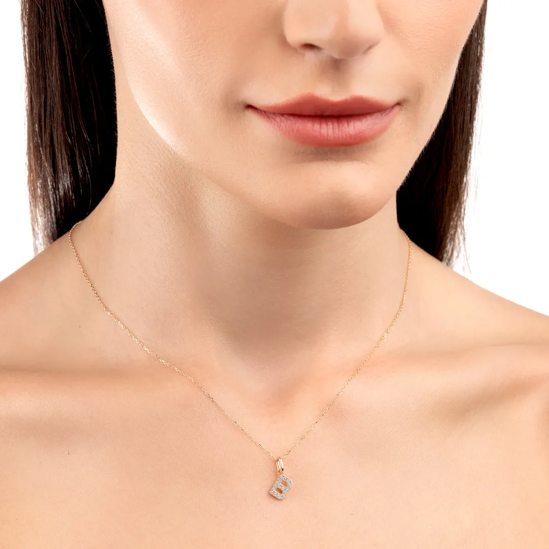 B Letter Pendant Yellow Gold