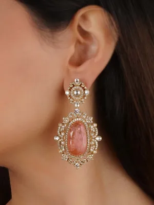 Baby Pink Color Gold Plated Faux Diamond Earrings - CZEAR560LP