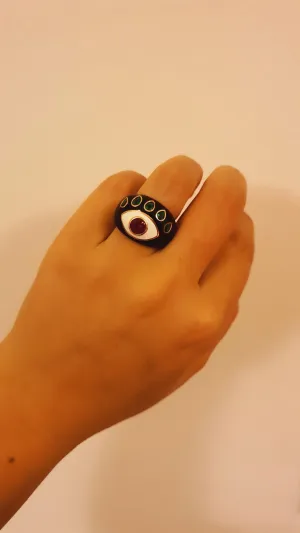 Black Eye Ring - 925 Sterling Silver with Rose Gold Plating