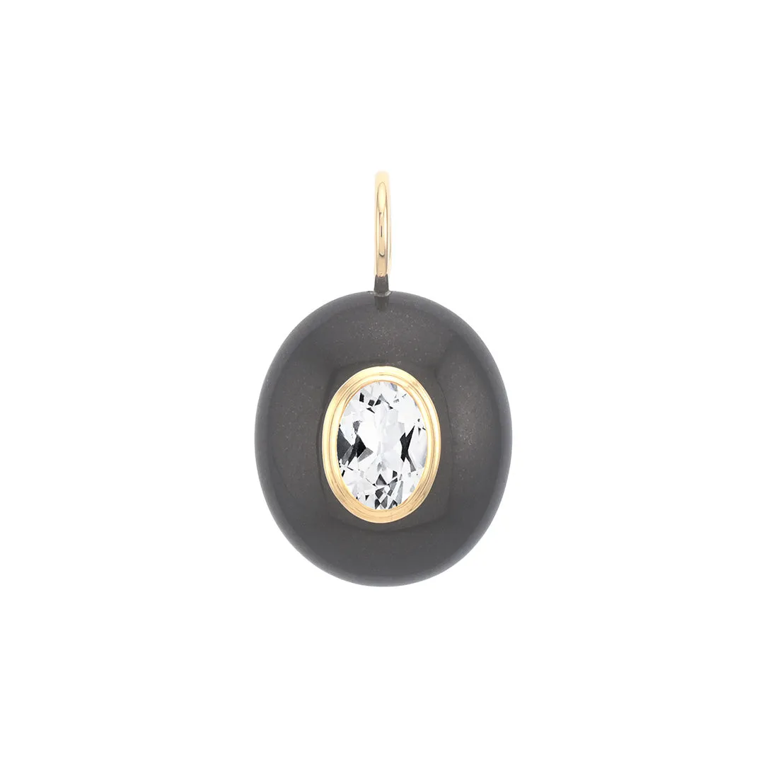Black Jade & White Topaz Pendant