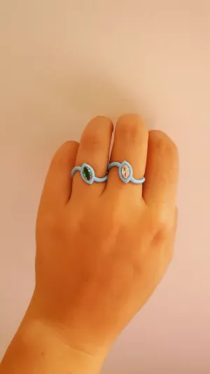 Blue Iris 3 Ring in 925 Sterling Silver