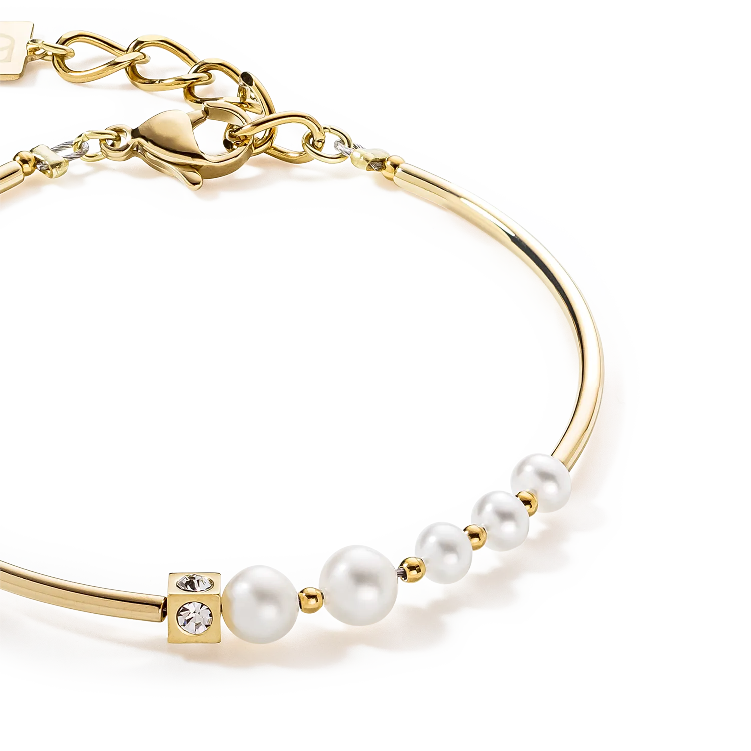 Bracelet Asymmetry Freshwater Pearls & stainless steel white-gold