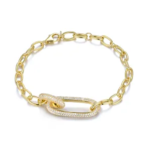 Bracelet in 925 silver gilded with 18k yellow gold assembled with white zirconium oxide
