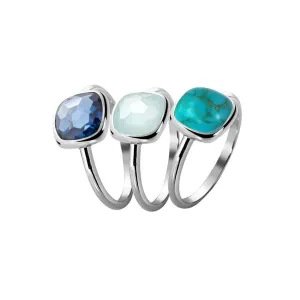 Composition of rings in Rhodium-plated 925 Silver assembled with Tanzanite
