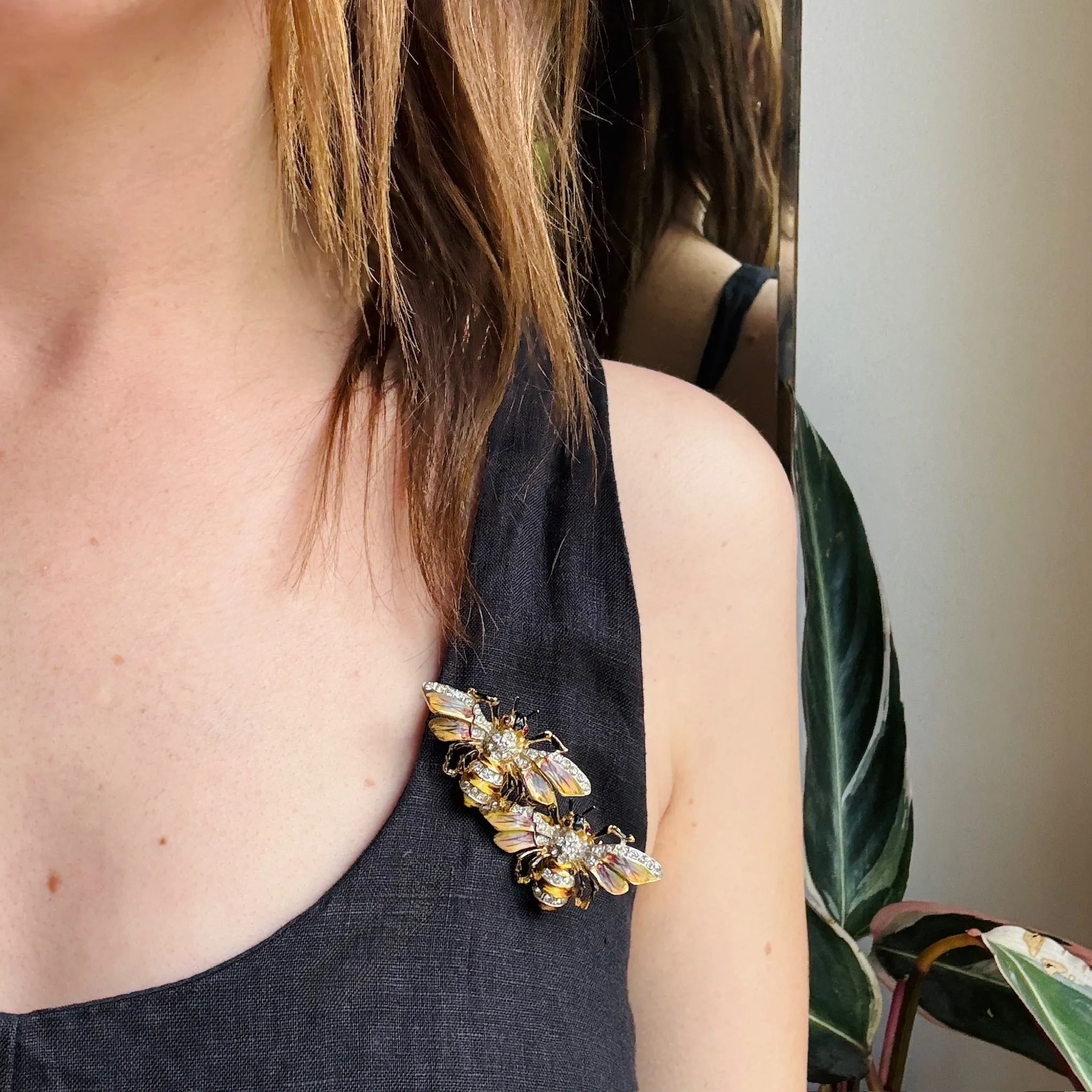 Coro Honey Bee Duette in Enameled Sterling Silver