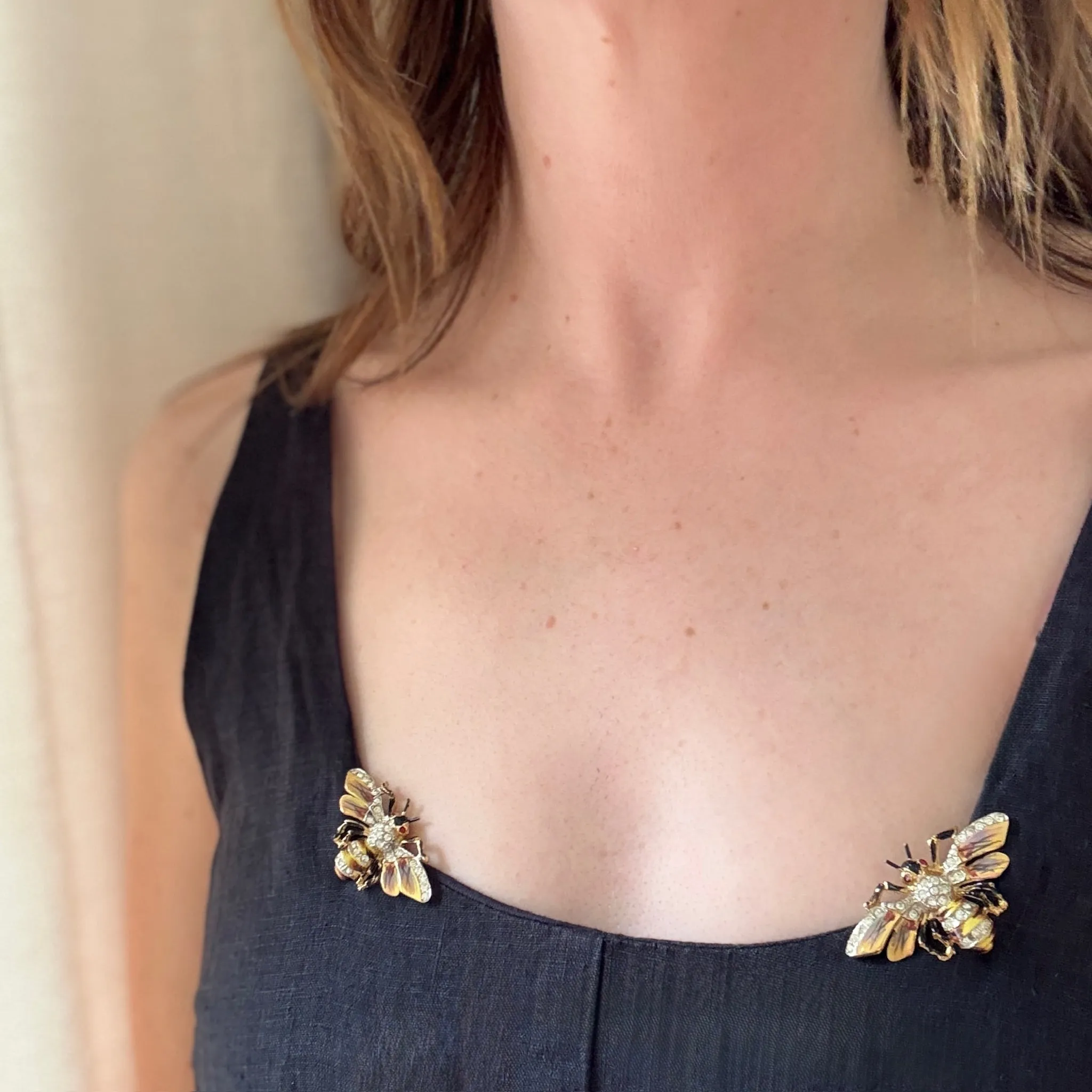 Coro Honey Bee Duette in Enameled Sterling Silver