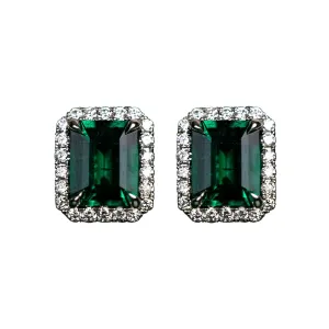 Custom Designed Emerald and Diamond Earrings