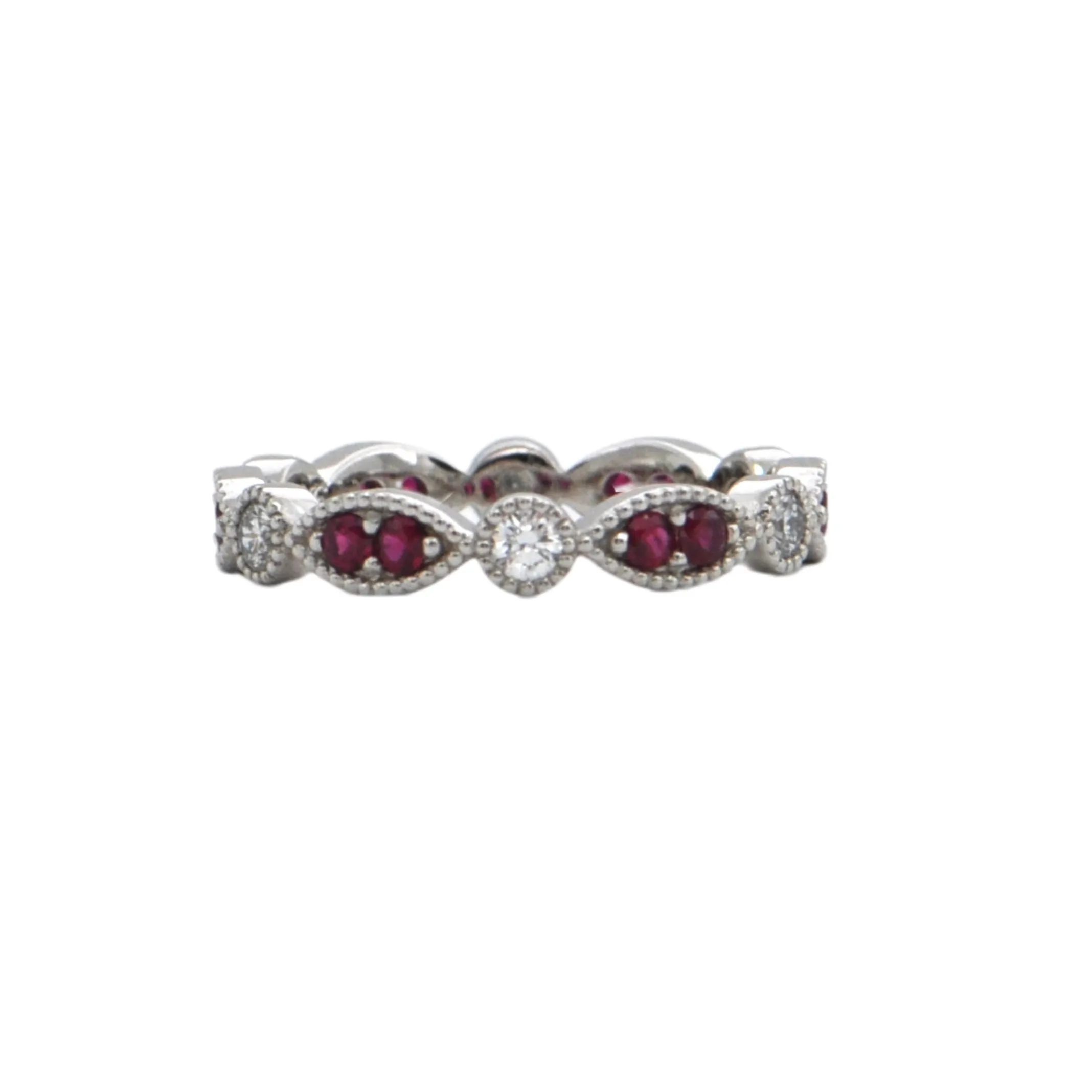 Daisy Exclusive Ruby and Diamond 18K Gold Eternity Ring