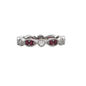Daisy Exclusive Ruby and Diamond 18K Gold Eternity Ring