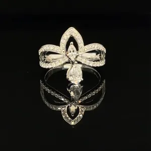Diamond 0.78ctw Crown Filigree Ring in 18k White Gold - #423 - RGDIA650996