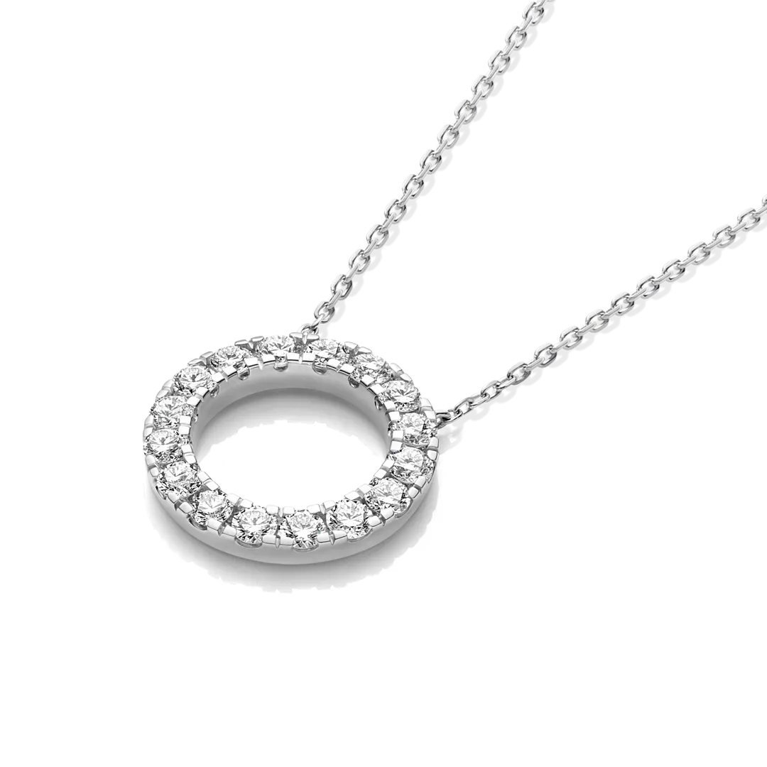 Diamond Circle Pendant White Gold