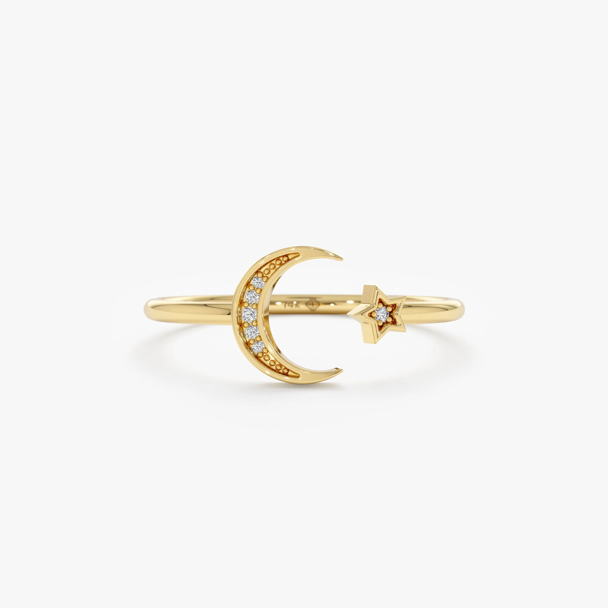 Diamond Moon and Star Open Ring, Astrid