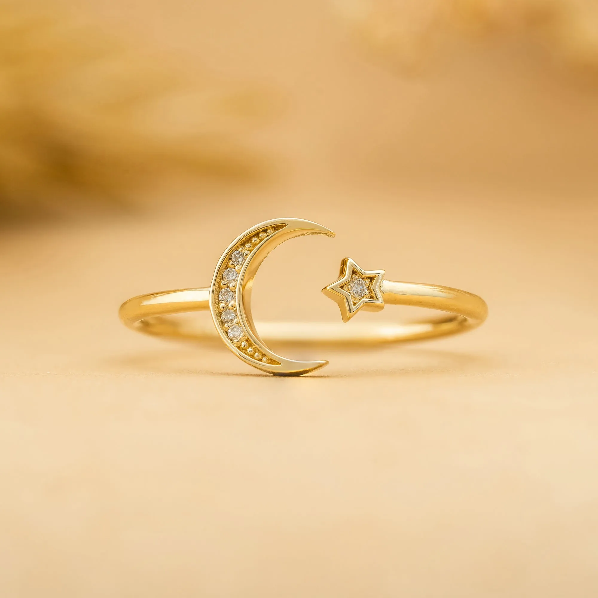 Diamond Moon and Star Open Ring, Astrid