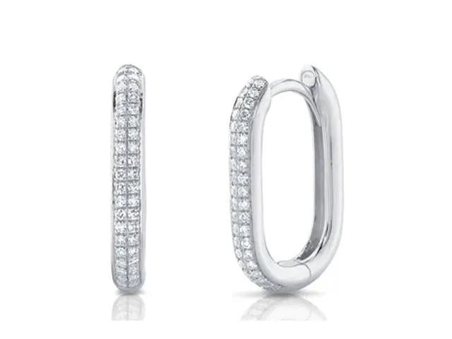 Diamond Oblong Hoop Earrings