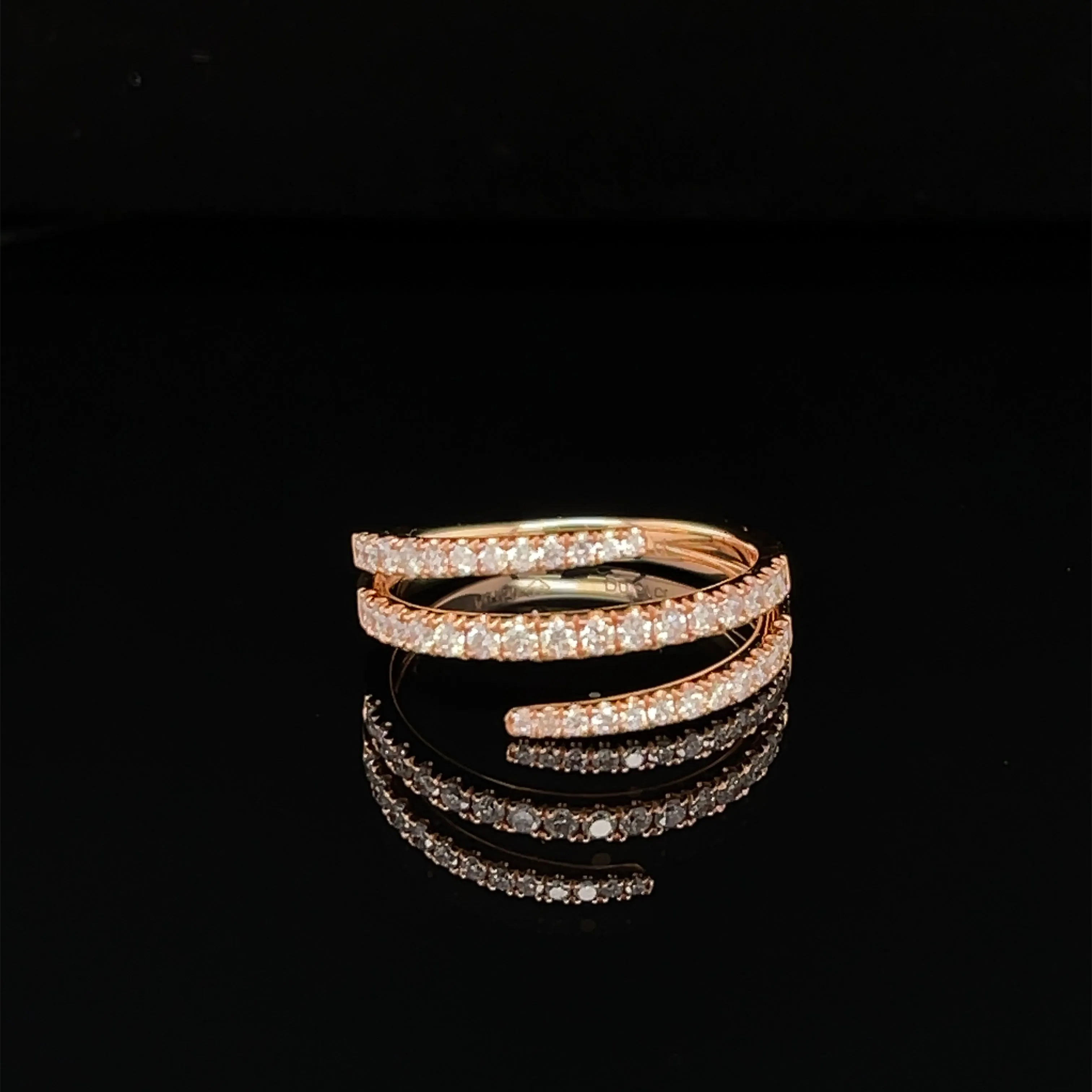 Diamond Triple Coil Stack Ring in 18k Rose Gold - (#237 - HRDIA004266)
