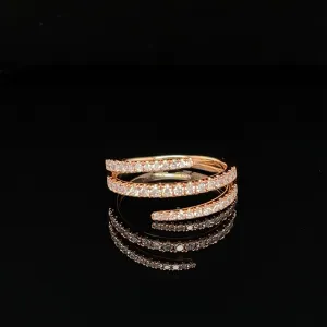 Diamond Triple Coil Stack Ring in 18k Rose Gold - (#237 - HRDIA004266)