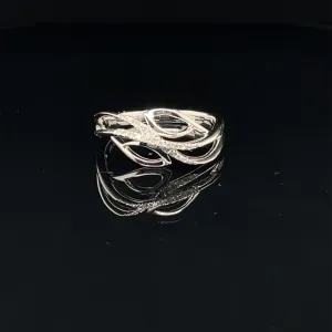 Diamond Wave Cascade Ring in 18k White Gold - (#98-RGDIA 600752)