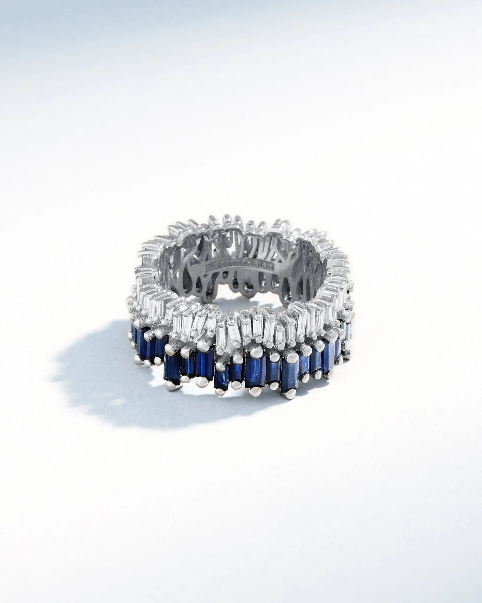 Double Stack Dark Blue Sapphire Eternity Band