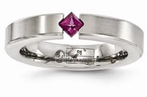 Edward Mirell Titanium Brushed Rhodolite Garnet 4mm Band