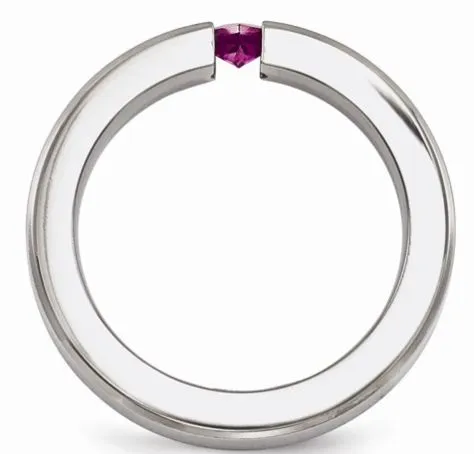 Edward Mirell Titanium Brushed Rhodolite Garnet 4mm Band