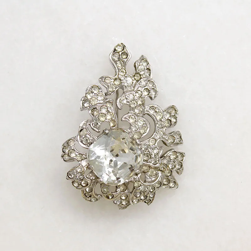 Eisenberg Original Crystal & Sterling Silver Brooch